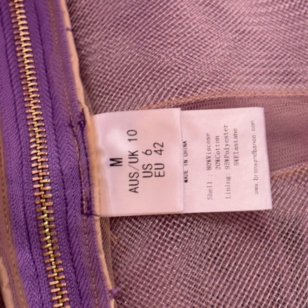 🆕 BRONX & BANCO 🧿 NWOT Bouquet Maraya Long Sleeve Mini Dress, Lilac Sz M US 6 - Picture 14 of 16